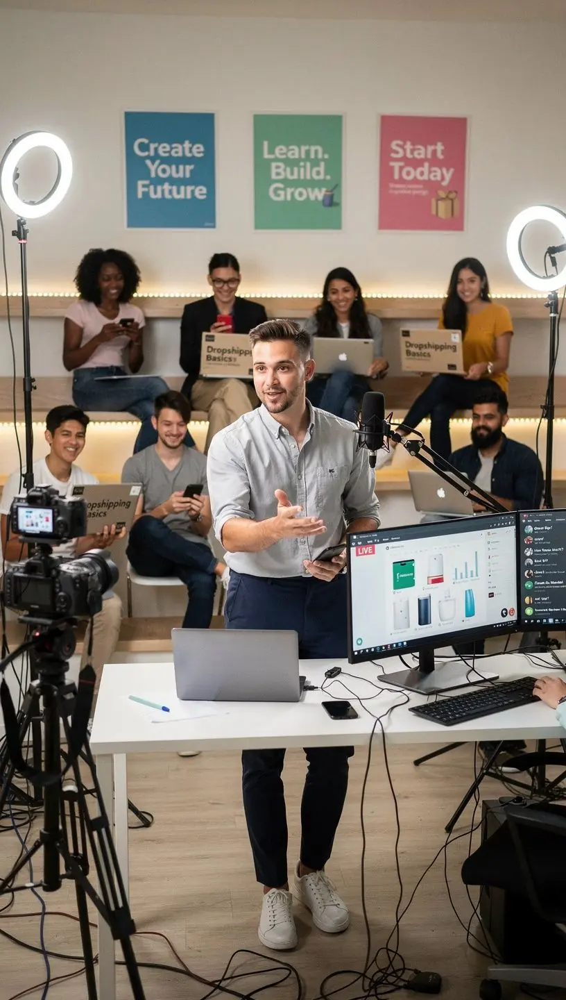 Ein Unternehmer arbeitet an seinem Laptop und lernt über E-Commerce-Strategien.